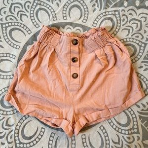 Pink puffy high waist Cuffed Shorts